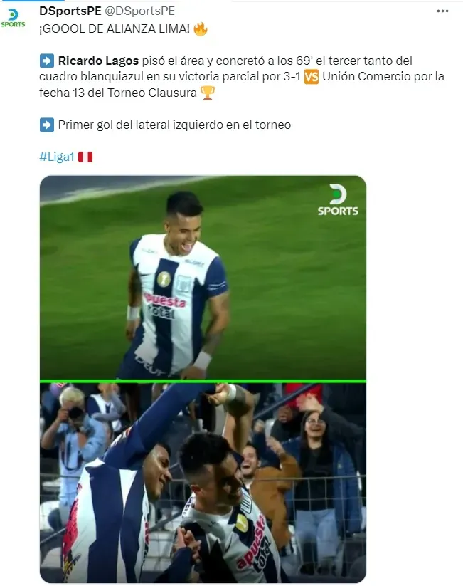Ricardo Lagos no se ve suplente en Alianza Lima. | Crédito: Twitter @DSportsPE.