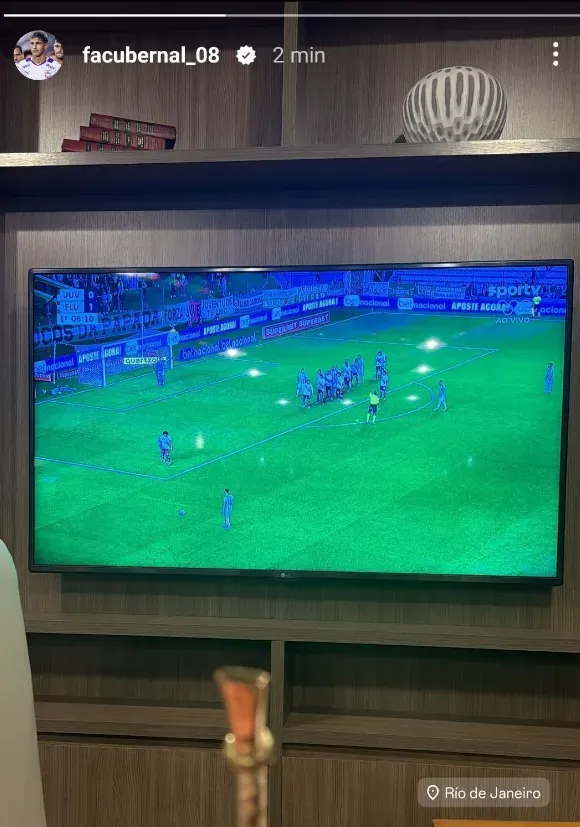 Facundo Bernal assiste ao jogo do Fluminense. Foto: Reprodução/Instagram