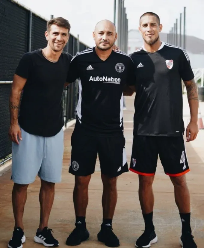 Ponzio, Ledesma y Joni Maidana. Foto: @RiverPlate