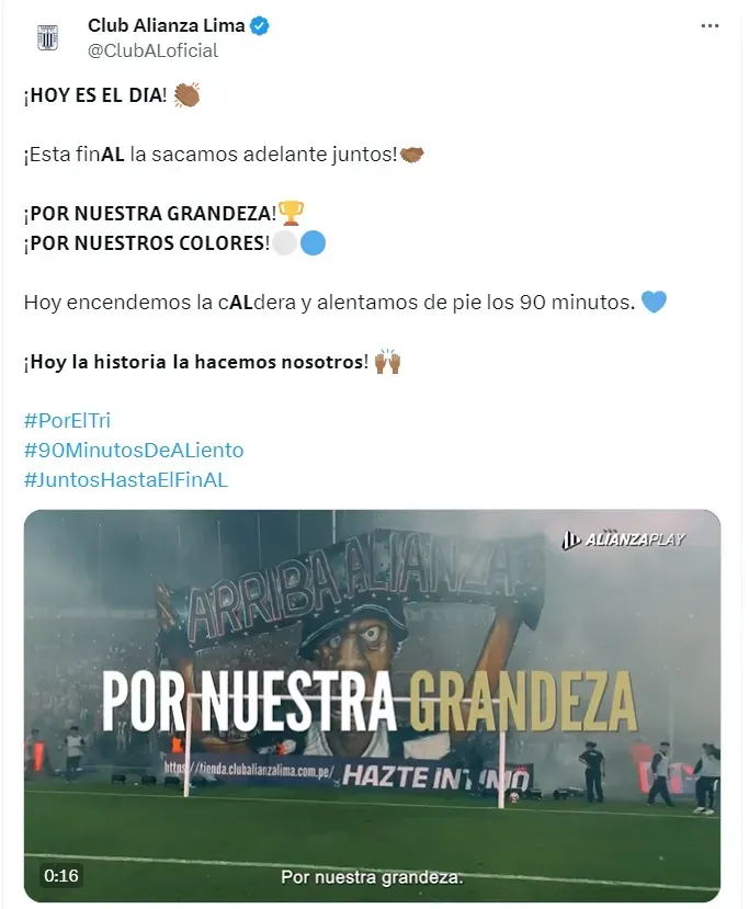 Alianza mandó mensaje a Universitario. (Foto: X de Alianza Lima)