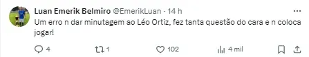 Torcida do Flamengo comenta sobre possibilidade de Léo Ortiz não ser titular na Copa do Brasil