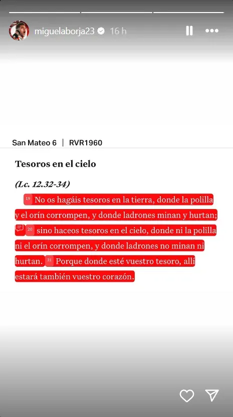 La historia que subió Borja en su Instagram.