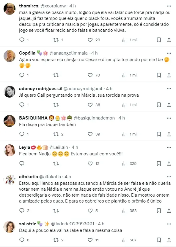 Internautas comentam sobre a atitude de Márcia Fu e Nadja - Foto: Twitter