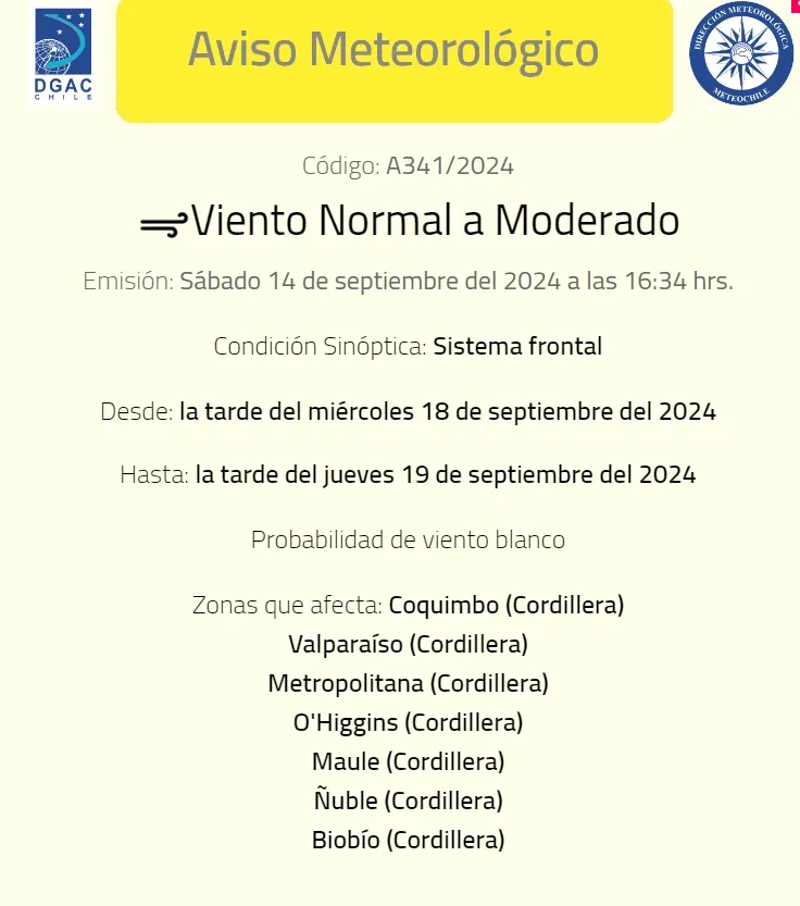 Foto: Dirección Meteorologica de Chile.