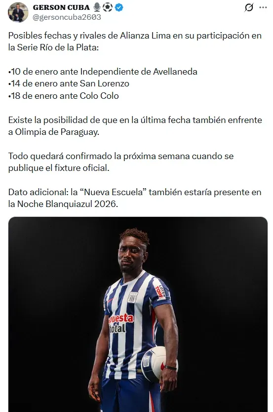 Posibles rivales de Alianza en la Serie Río de la Plata. (Foto: X)