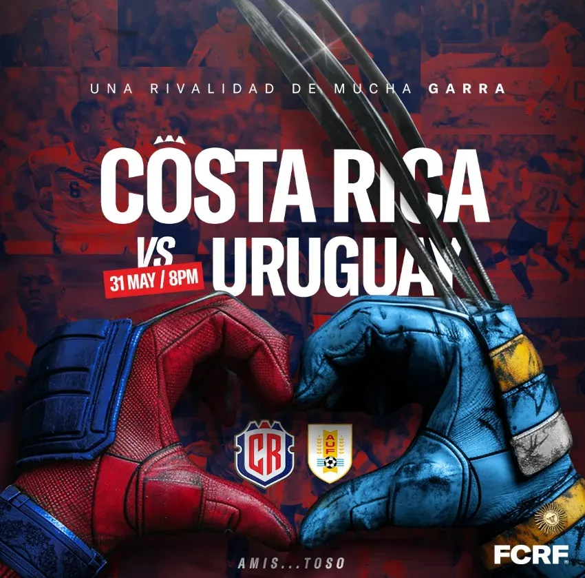 La gráfica de la federación de Costa Rica para oficializar el amistoso ante Uruguay. (Captura).