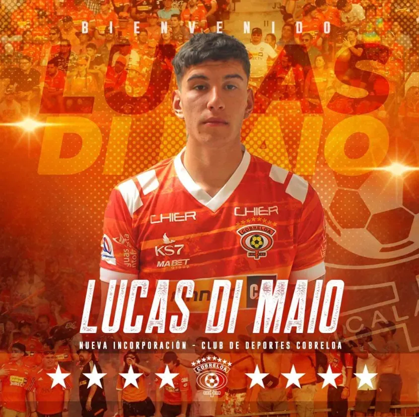 La gráfica de anuncio de Lucas di Maio. (Foto: Cobreloa).