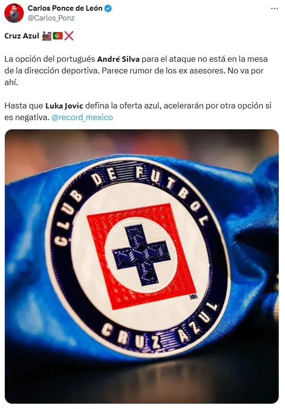¿Cruz Azul fichará a André Silva en lugar de Luka Jovic? (X)