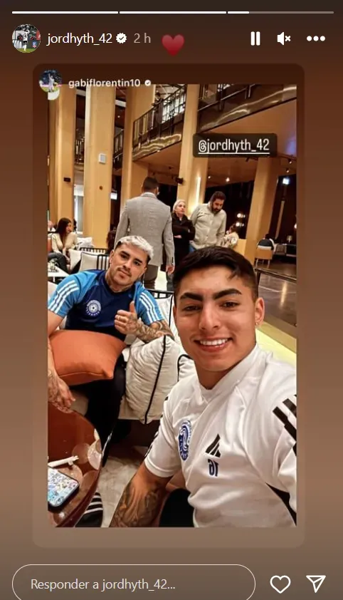 La foto de Jordhy Thompson junto al argentino Gabriel Florentín. (Captura Instagram).