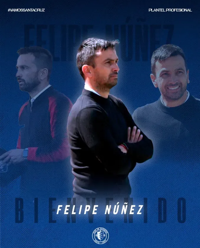 La gráfica de bienvenida a Felipe Núñez. (Foto: Deportes Santa Cruz).