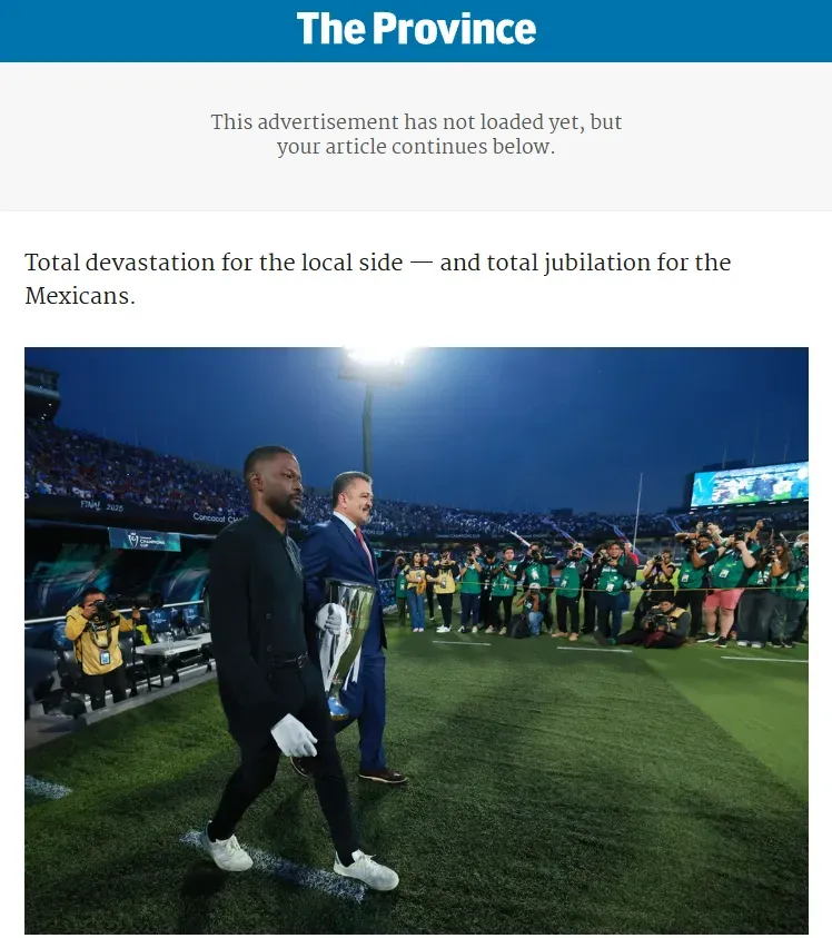 The Province, el otro medio de Vancouver, habló de “devastación” contra Cruz Azul. (Captura The Province)