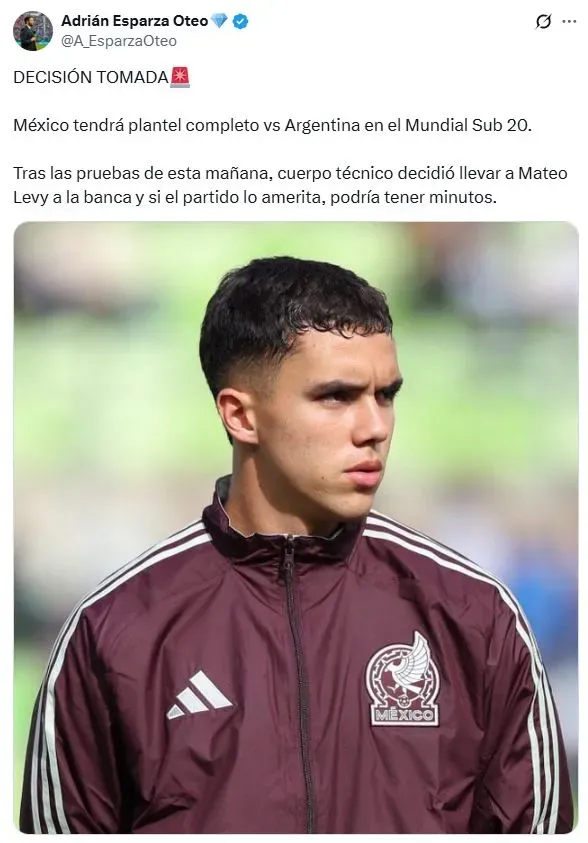 Decisión tomada con Mateo Levy: ¿Estará en el México vs. Argentina? (X)
