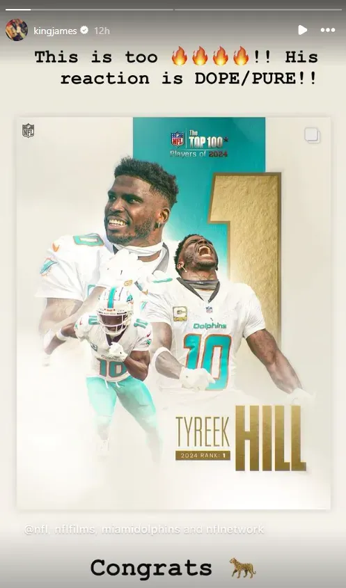 @kingjames Tyreek Hill Miami Dolphins.