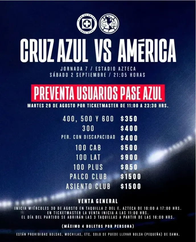 Boletos Cruz Azul vs América Twitter @CruzAzul