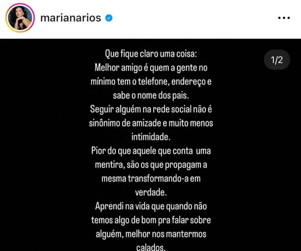 Foto: Reprodução/Instagram Mariana Rios