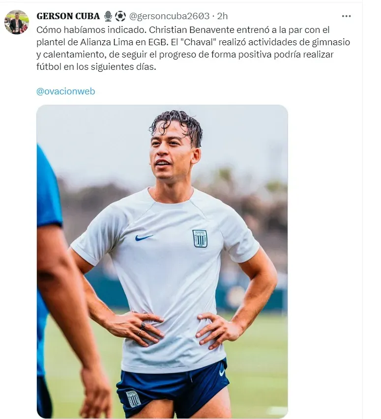 ¿Cristian Benavente volverá a jugar en Alianza Lima? | Créditos: Twitter Gerson Cuba.