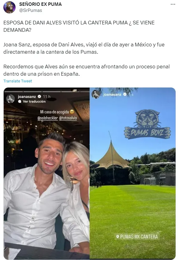 Las fotos que subió la exesposa de Alves – Captura de Twitter