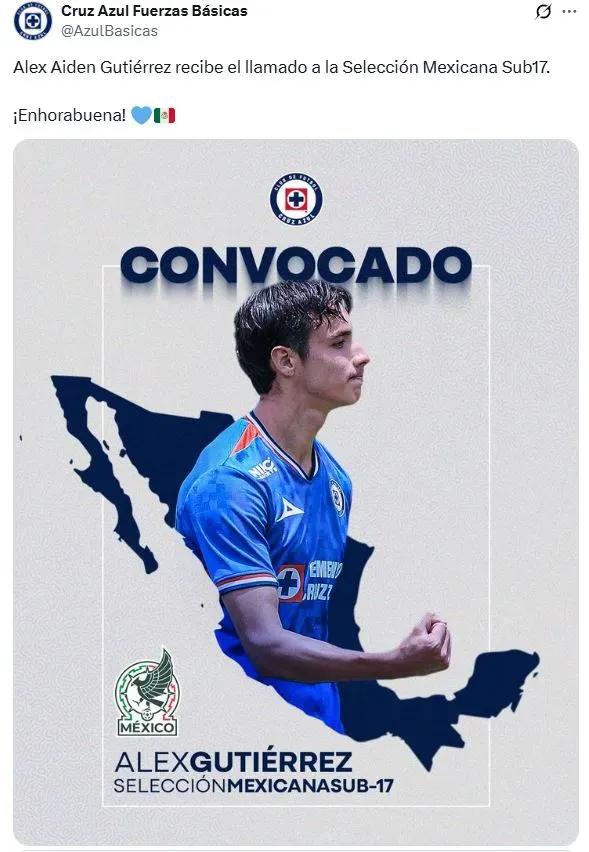 Joven figura de Cruz Azul recibe nueva convocatoria a México Sub-17 (X)