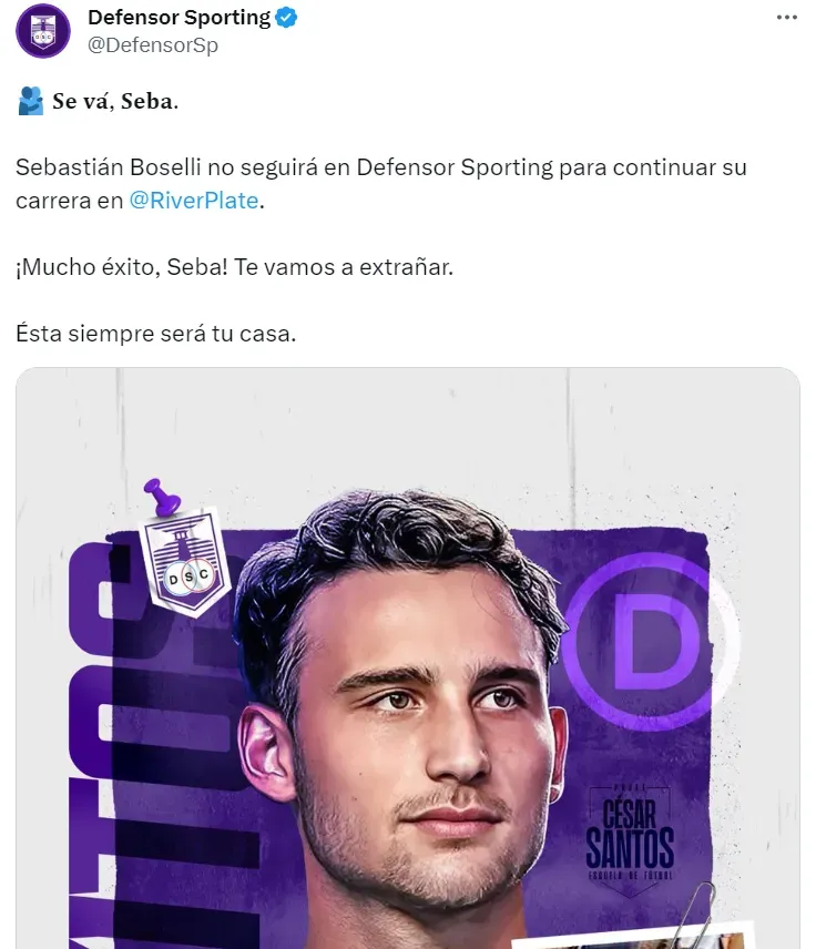 La despedida de Defensor Sporting para Boselli