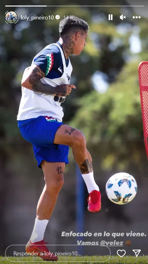 Rodrigo Piñeiro en Vélez. (Captura Instagram).