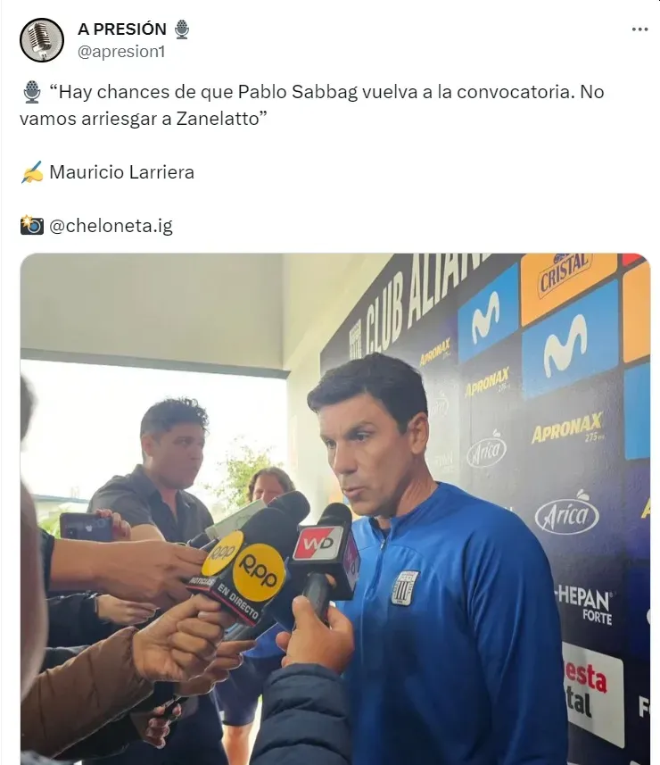 Mauricio Larriera declarando sobre el presente de Alianza Lima. | Créditos: X A Presión.