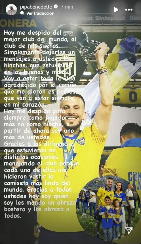 La despedida de Benedetto en Boca.