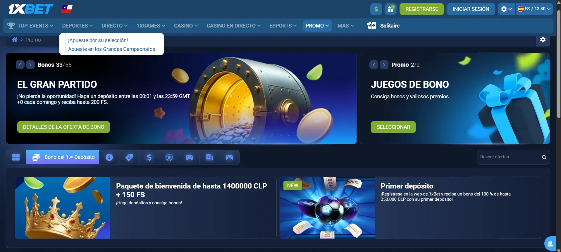 Mejores bonos de bienvenida 1xbet