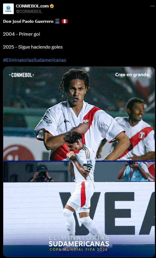Paolo Guerrero (Foto: X de la Conmebol)