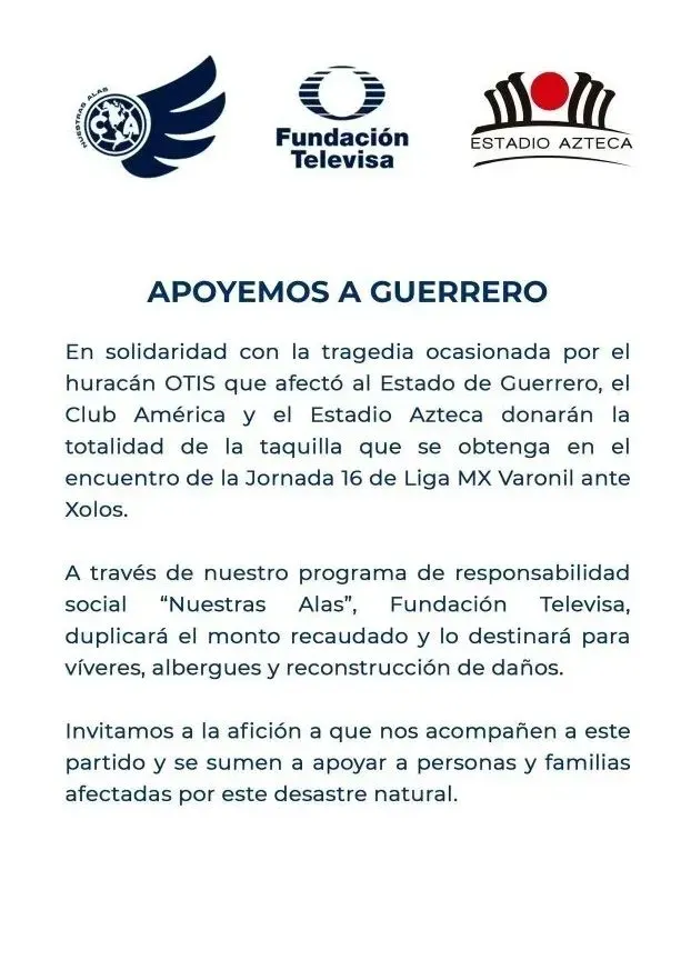 Comunicado del América (X)