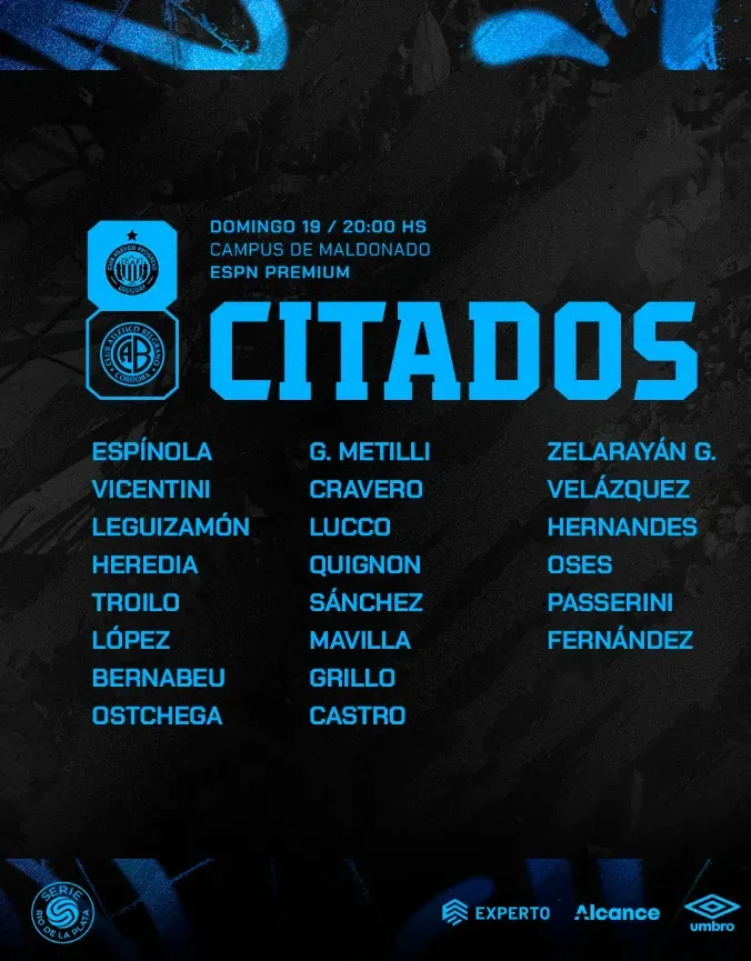 Los convocados de Belgrano para este encuentro.