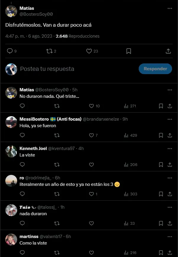 Los comentarios de los hinchas de Boca.