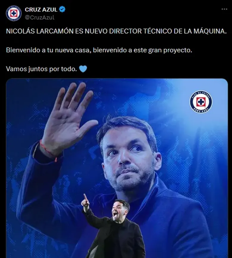 Cruz Azul hizo oficial el arribo de Nicolás Larcamón con esperanzador mensaje: “Esta es tu casa”. Noticias en tiempo real