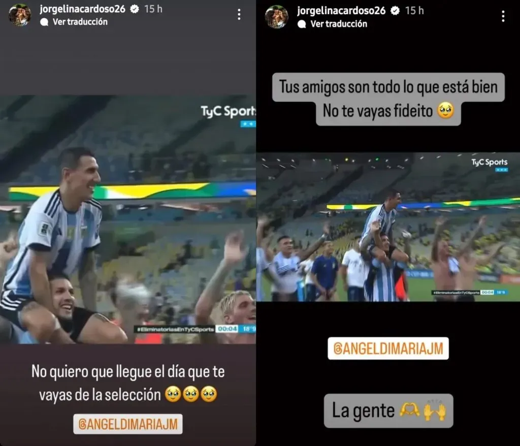 La esposa de Di María lo presionó públicamente para que siga en la Selección Argentina. (Instagram)