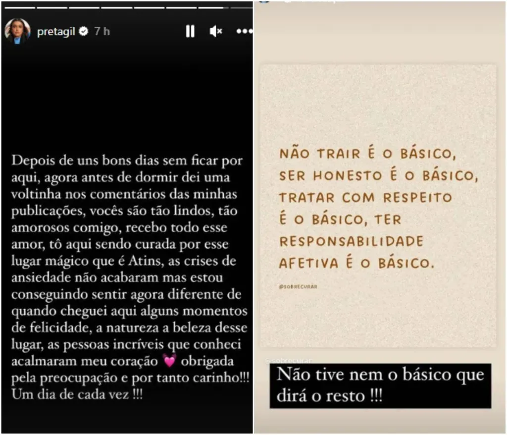 Fotos: Reprodução/Instagram de Preta Gil