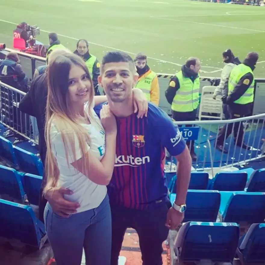 Nelson Bonilla junto a su esposa en el Bernabéu.