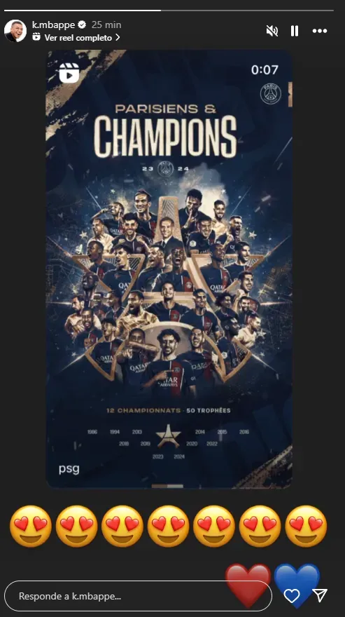 El posteo de Mbappé.