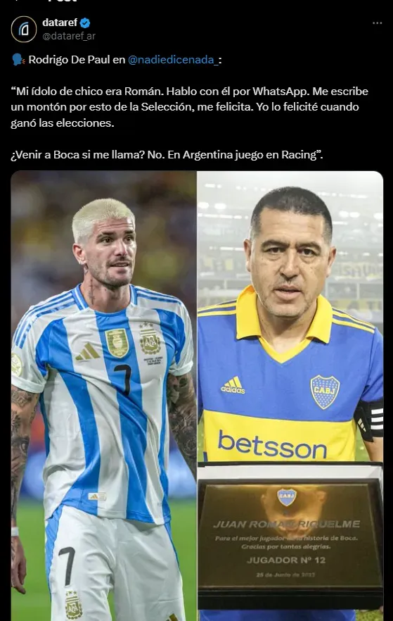 De Paul habló de Riquelme.