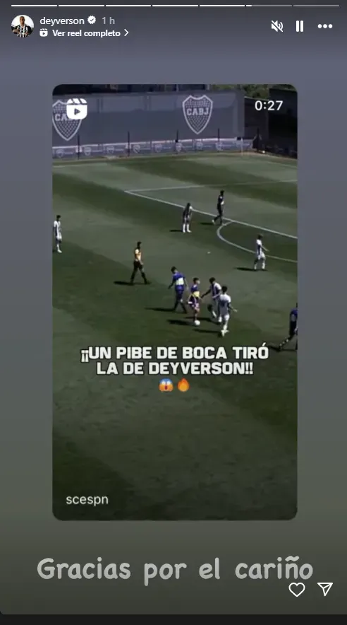 El mensaje de Deyverson por la acción del futbolista de la séptima división de Boca.