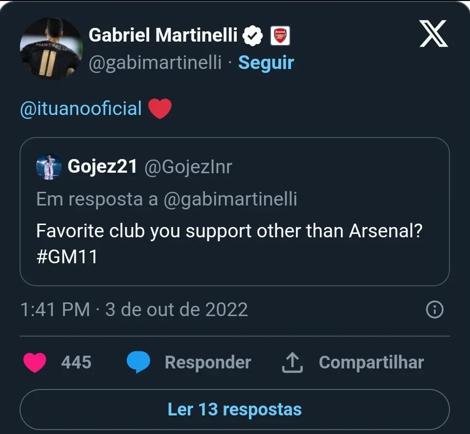 Gabriel Martinelli via Twitter