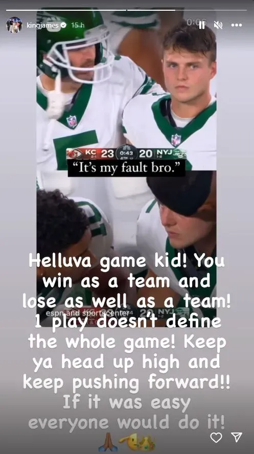 LeBron James’ post on Instagram.