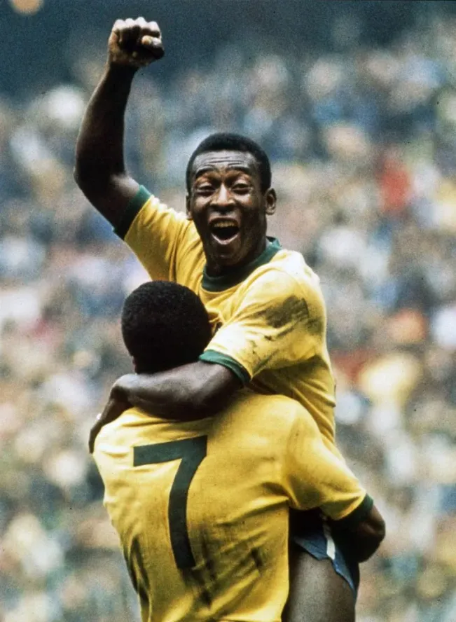 Pele celebrates goal of Brazil agains Italy in the 1970 World Cup final. IMAGO / BSR Agency