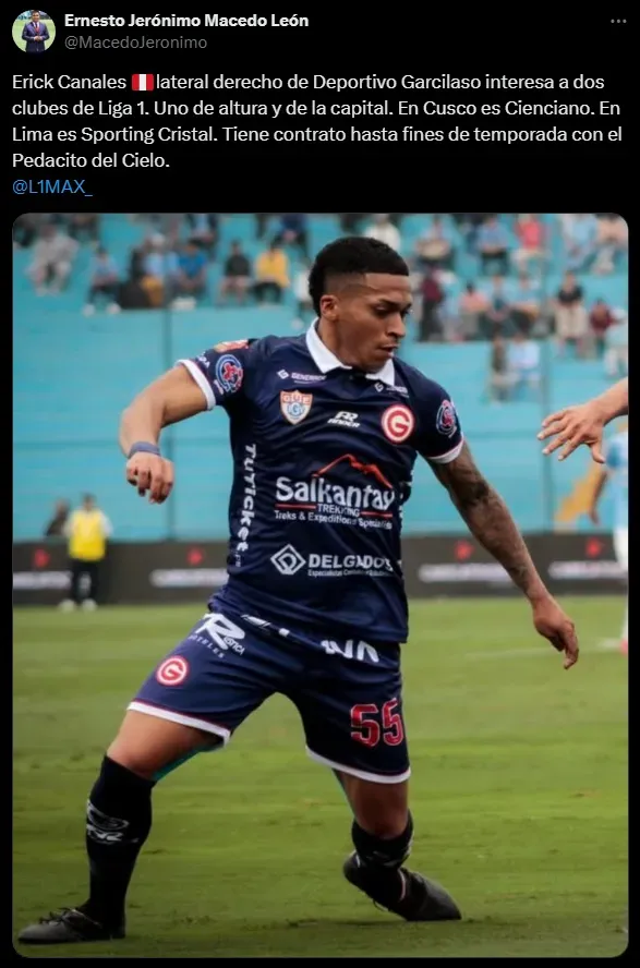 Erick Canales opción en Sporting Cristal (Foto: X).