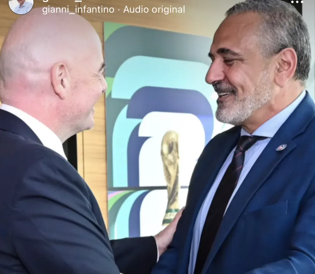 Infantino publica un video en sus redes sociales por la visita de Milad. Foto: Captura.