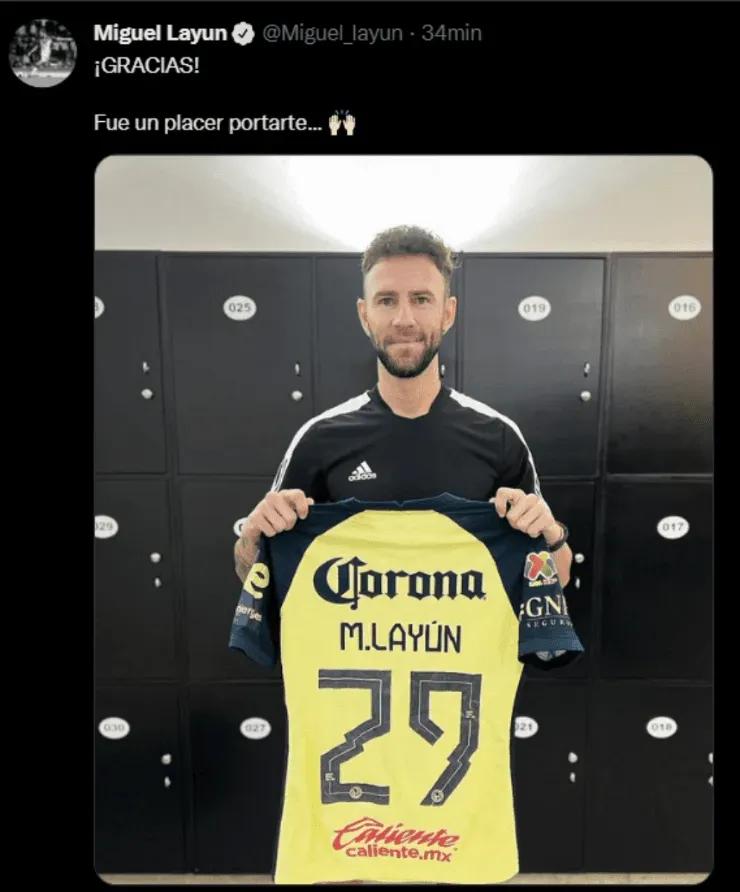 El mensaje de Layún en Twitter.
