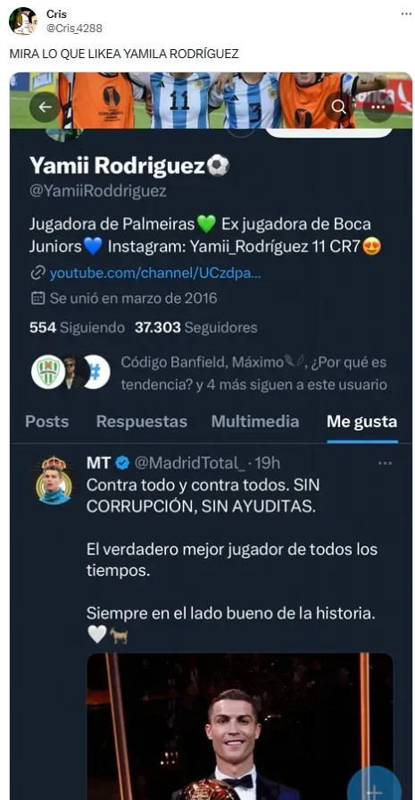 Sin corrupción": el like de Yamila Rodríguez luego de que Messi ganara el Balón de Oro - Bolavip Argentina