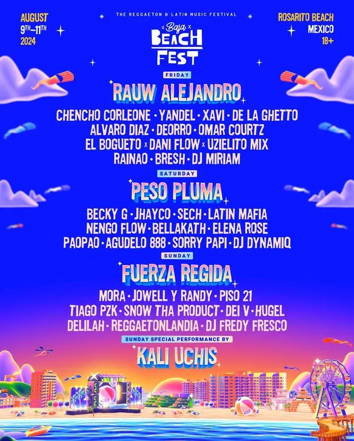 Así es el Cartel Oficial del Baja Beach Fest 2024.