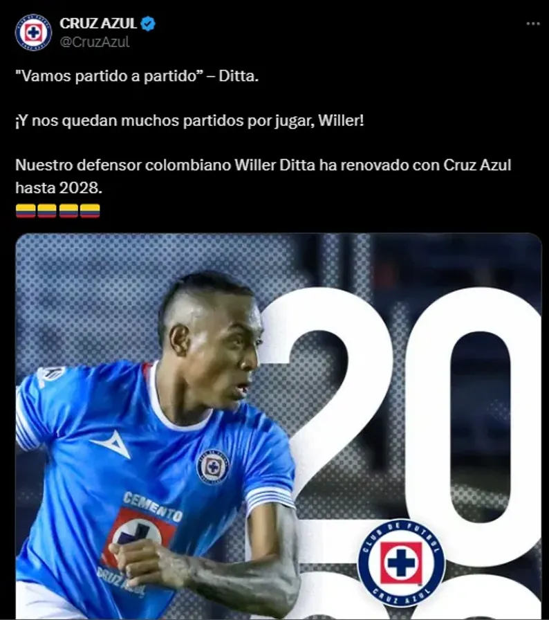 El posteo de Cruz Azul en su cuenta de X.