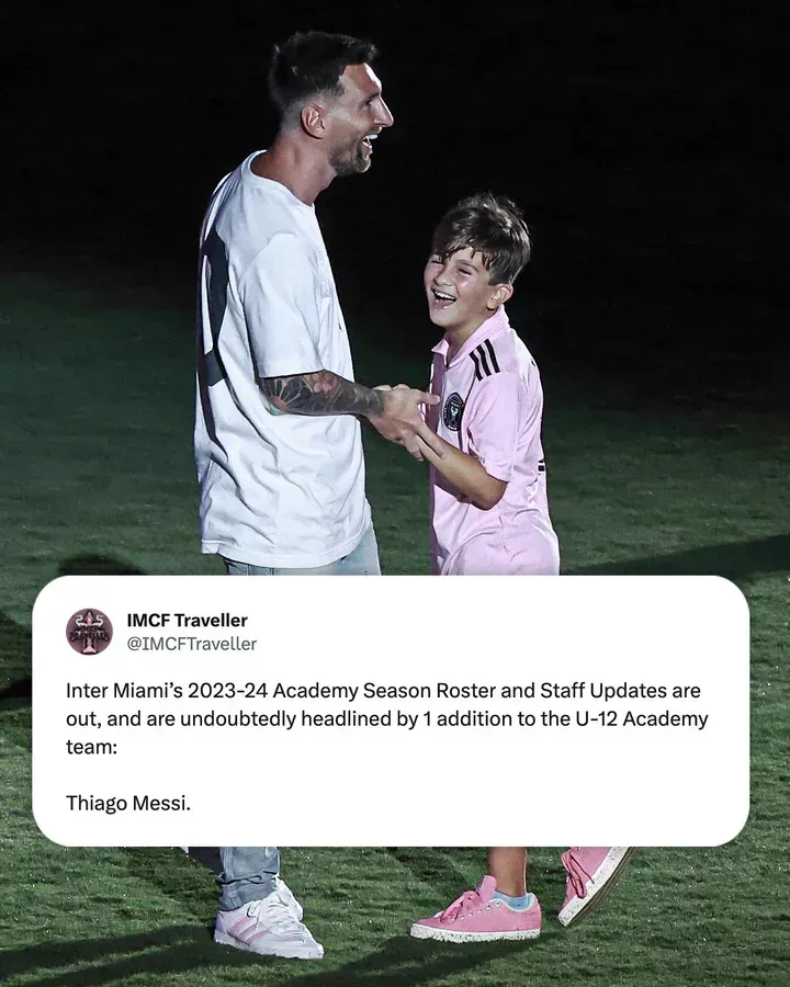 Thiago Messi se unió a la escuela de fútbol del Inter Miami.