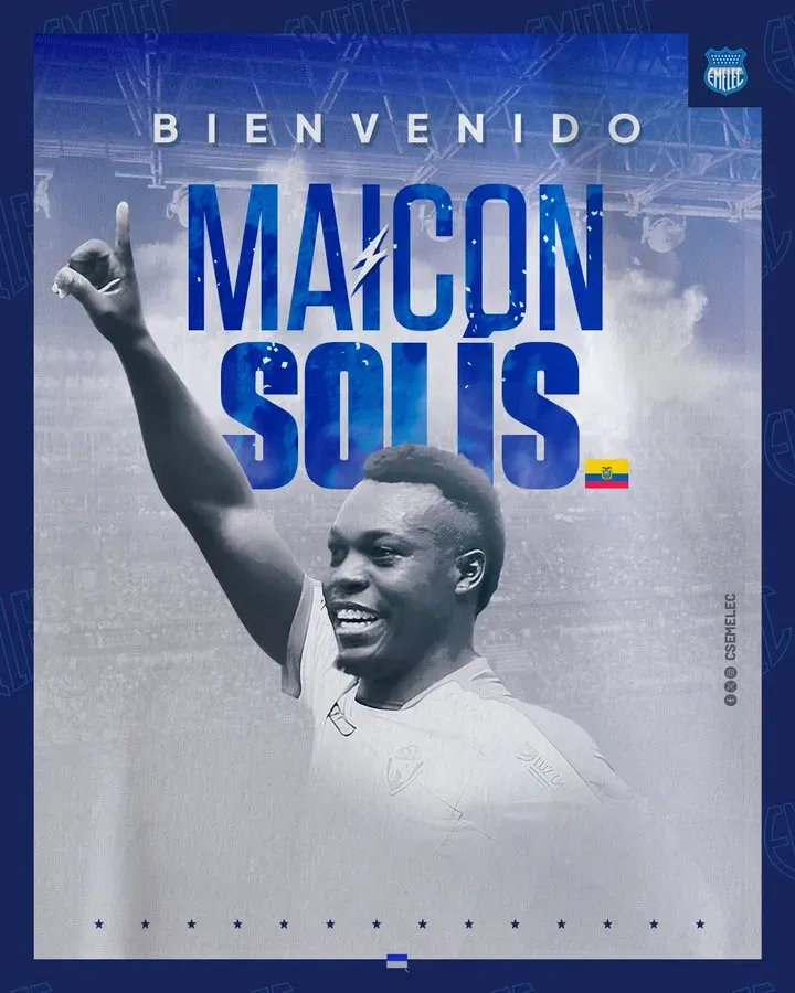 Anuncio oficial de Emelec de Maicon Solís para el 2024. Foto: Emelec.