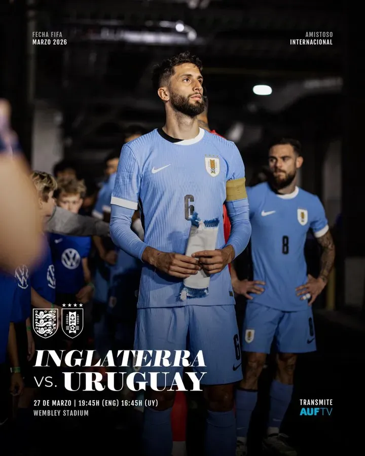Uruguay confirmó en sus redes sociales que enfrentará a Inglaterra en marzo.